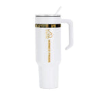 48oz TCU Horned Frogs Gold Anodized White Tumbler