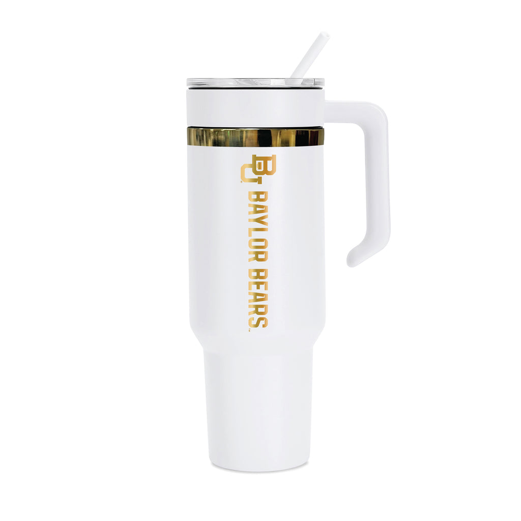 36oz Baylor Bears Gold Anodized White Tumbler