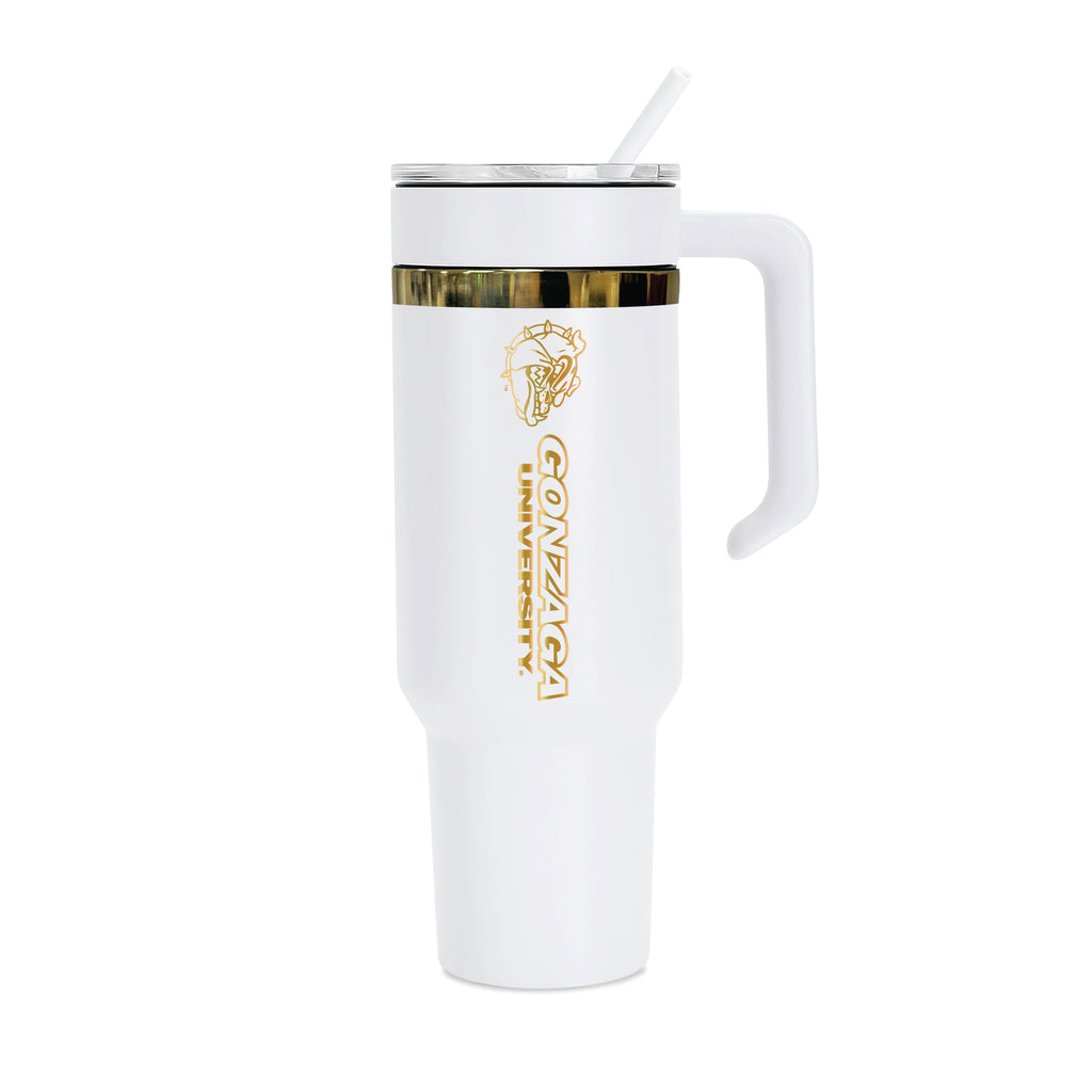 36oz Gonzaga Bulldogs Gold Anodized White Tumbler