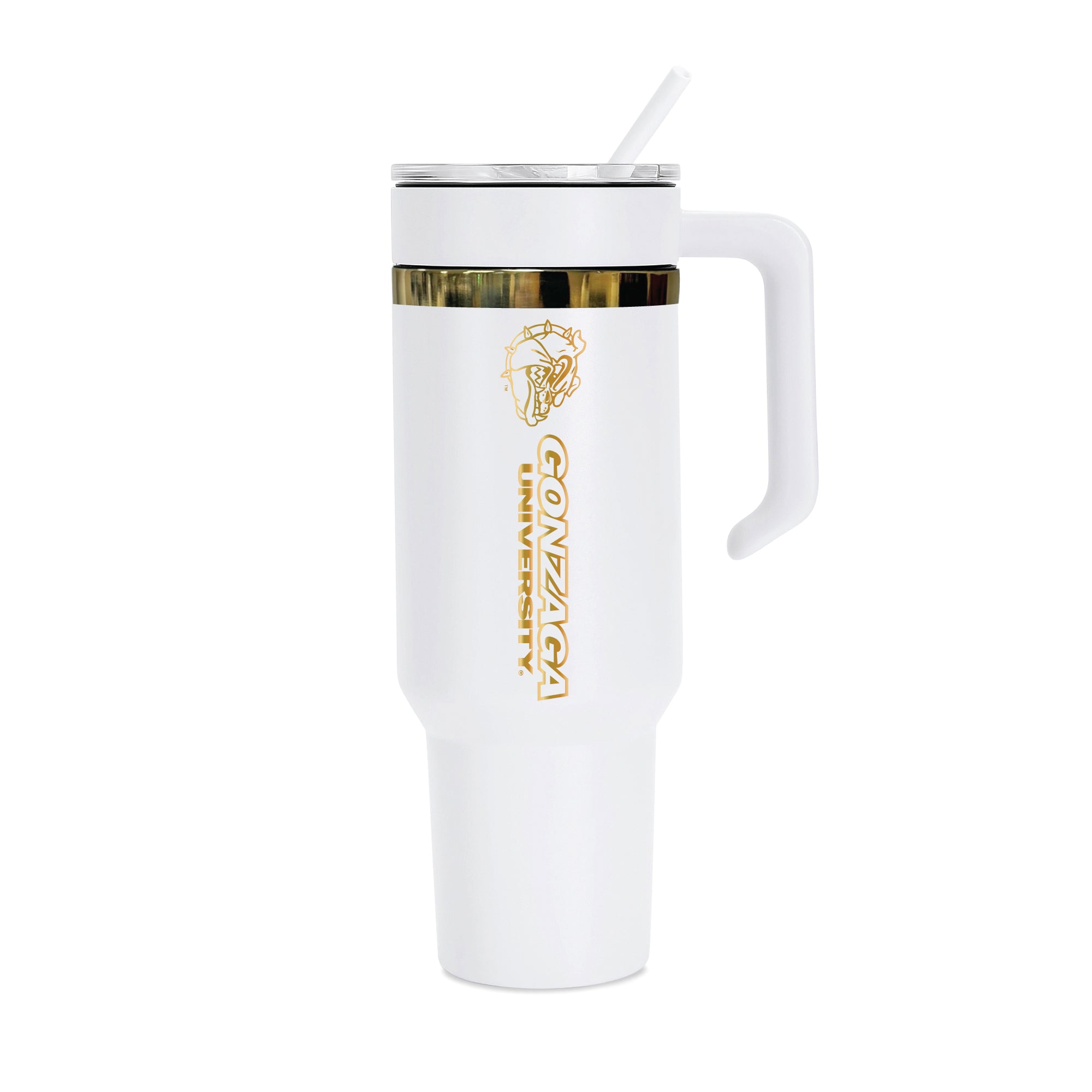 36oz Gonzaga Bulldogs Gold Anodized White Tumbler