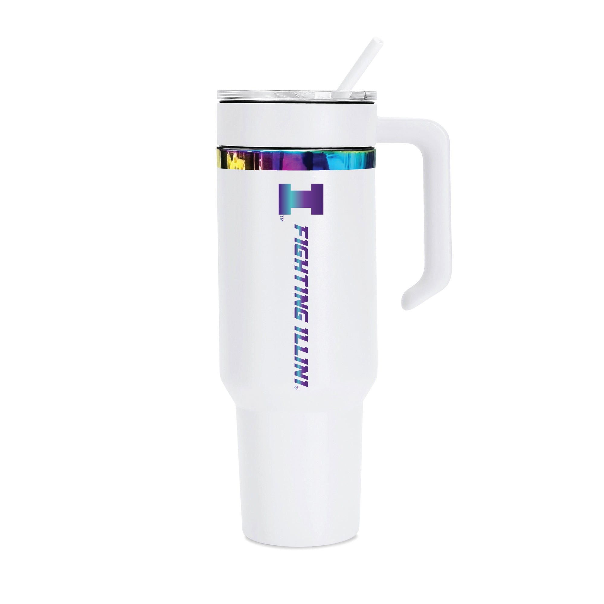 36oz Illinois Fighting Illini Iridescent Anodized White Tumbler