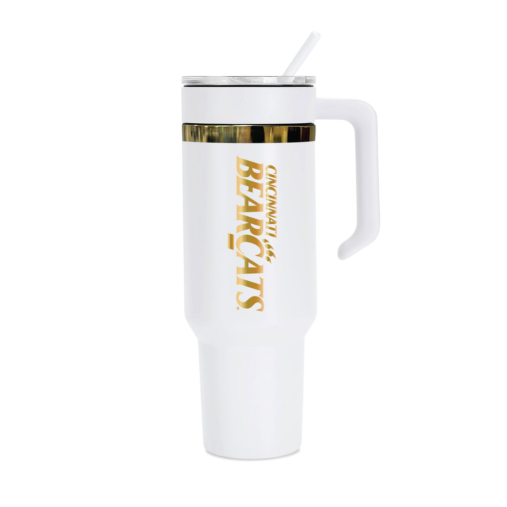36oz Cincinnati Bearcats Gold Anodized White Tumbler