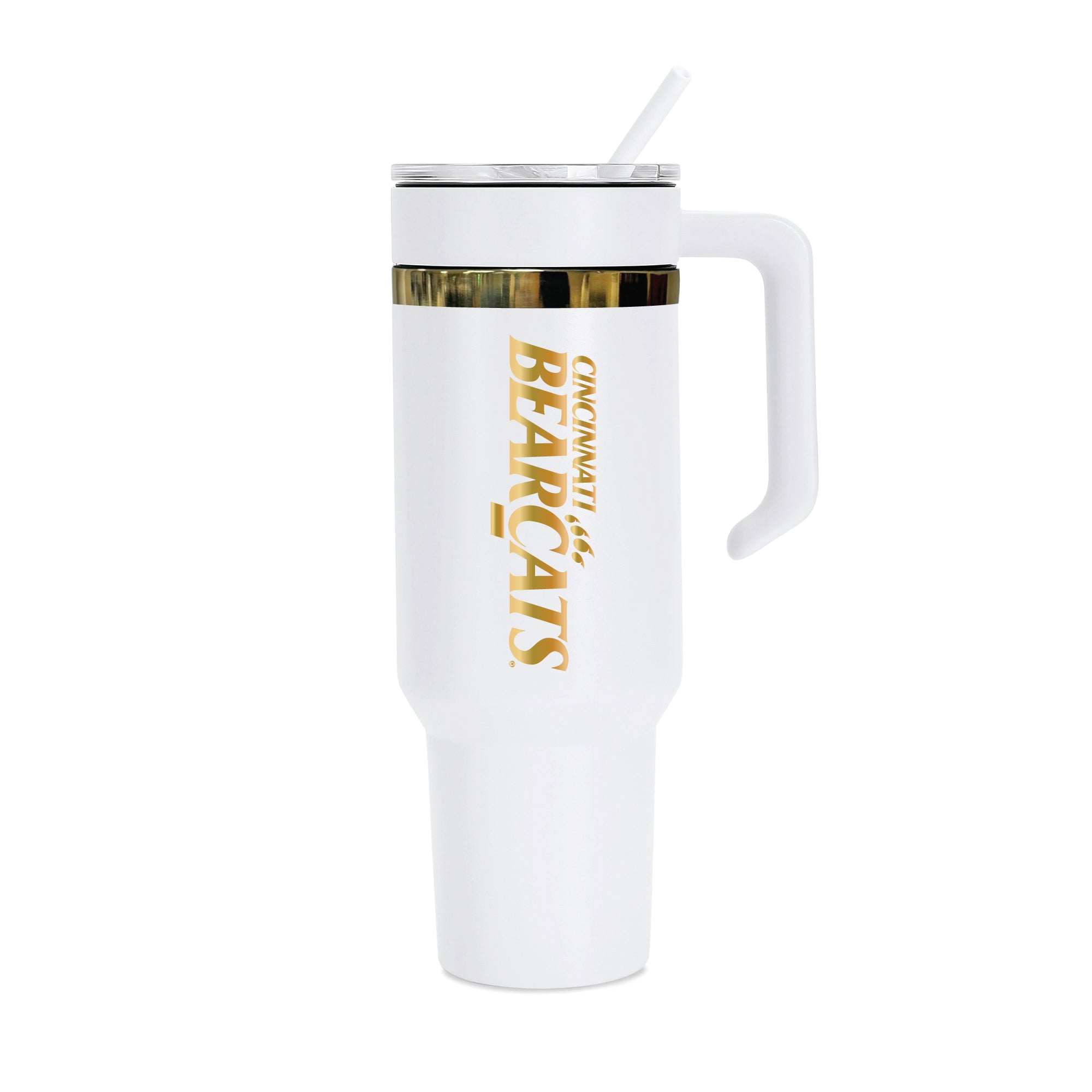 36oz Cincinnati Bearcats Gold Anodized White Tumbler