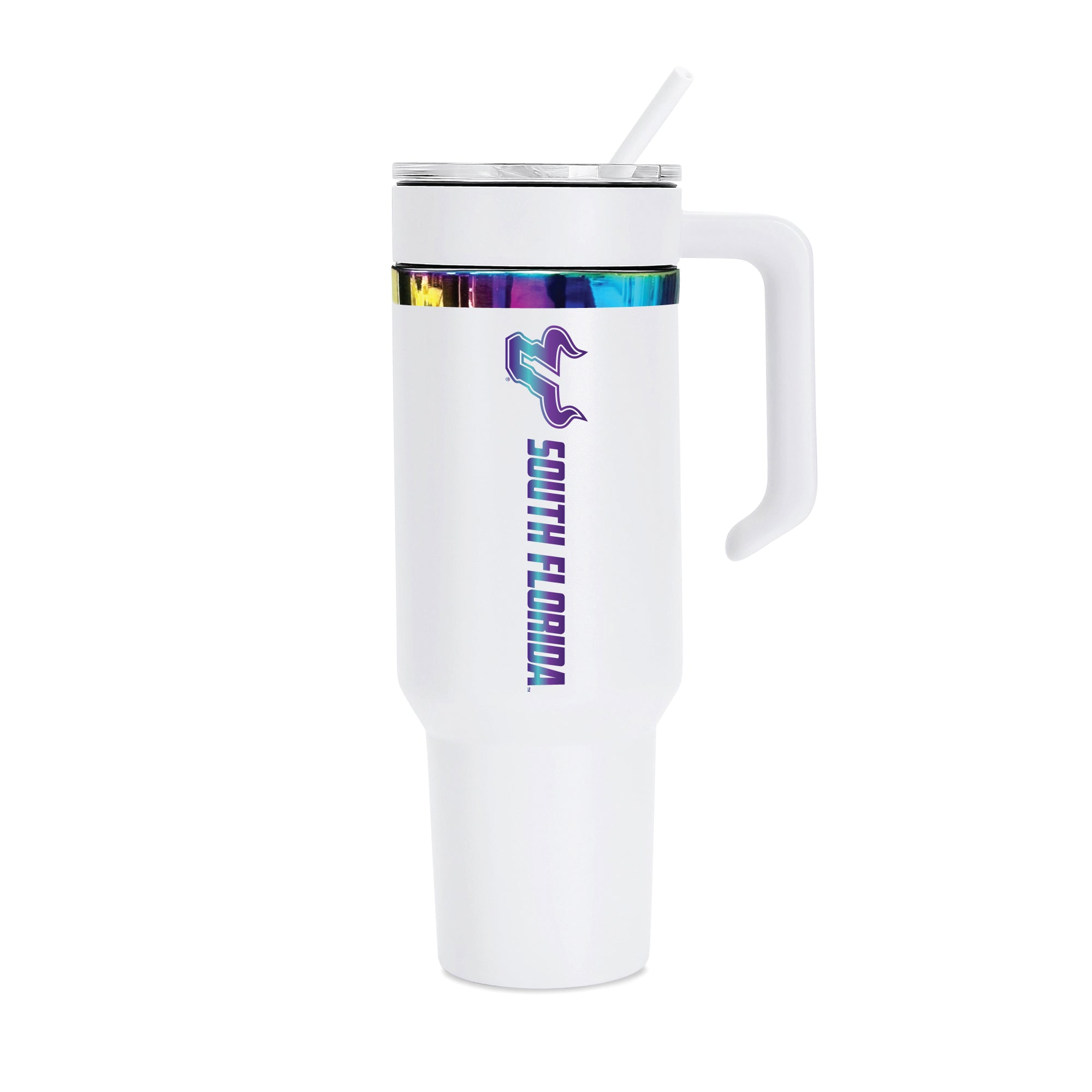 48oz South Florida Bulls Iridescent Anodized White Tumbler