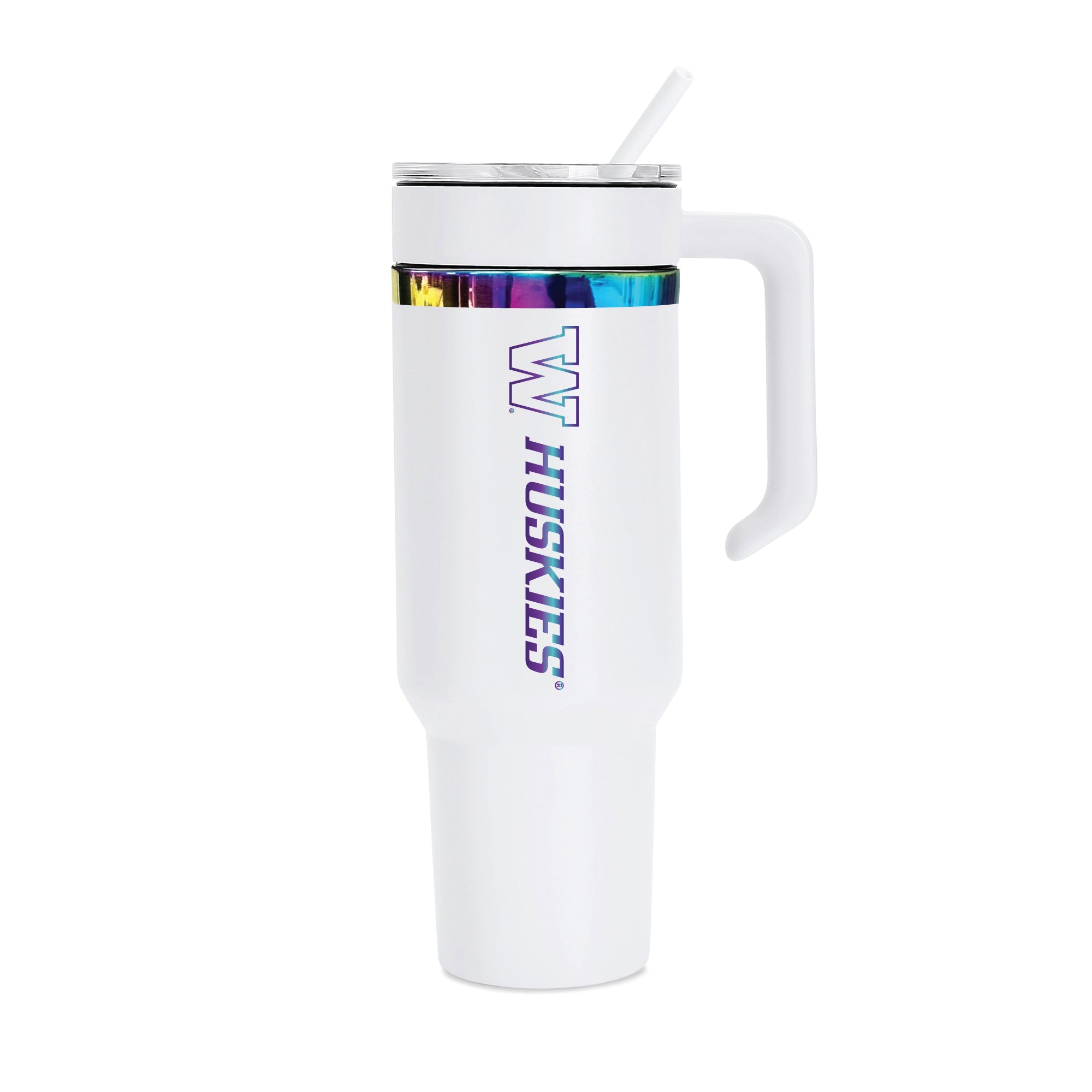 48oz Washington Huskies Iridescent Anodized White Tumbler