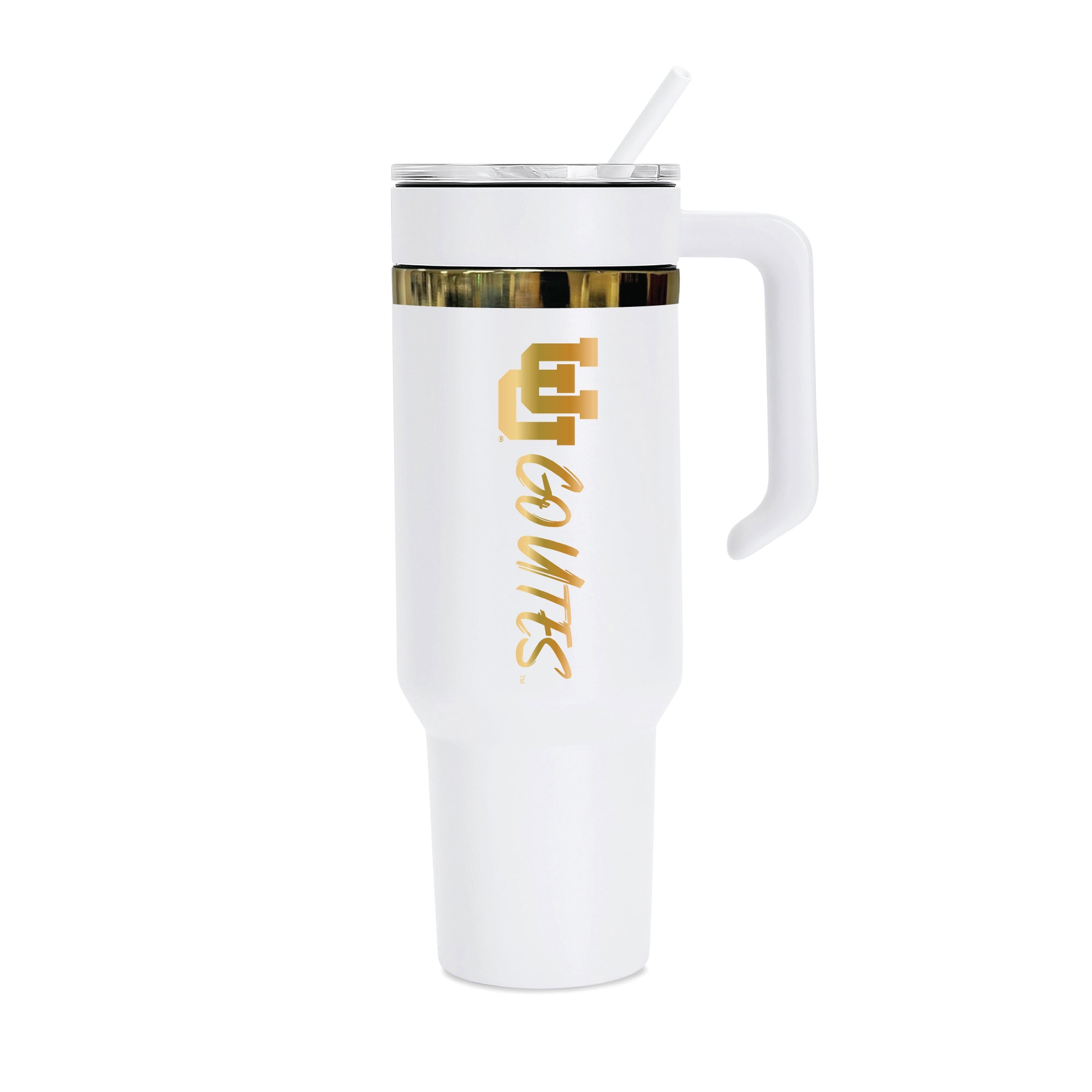 48oz Utah Utes Gold Anodized White Tumbler