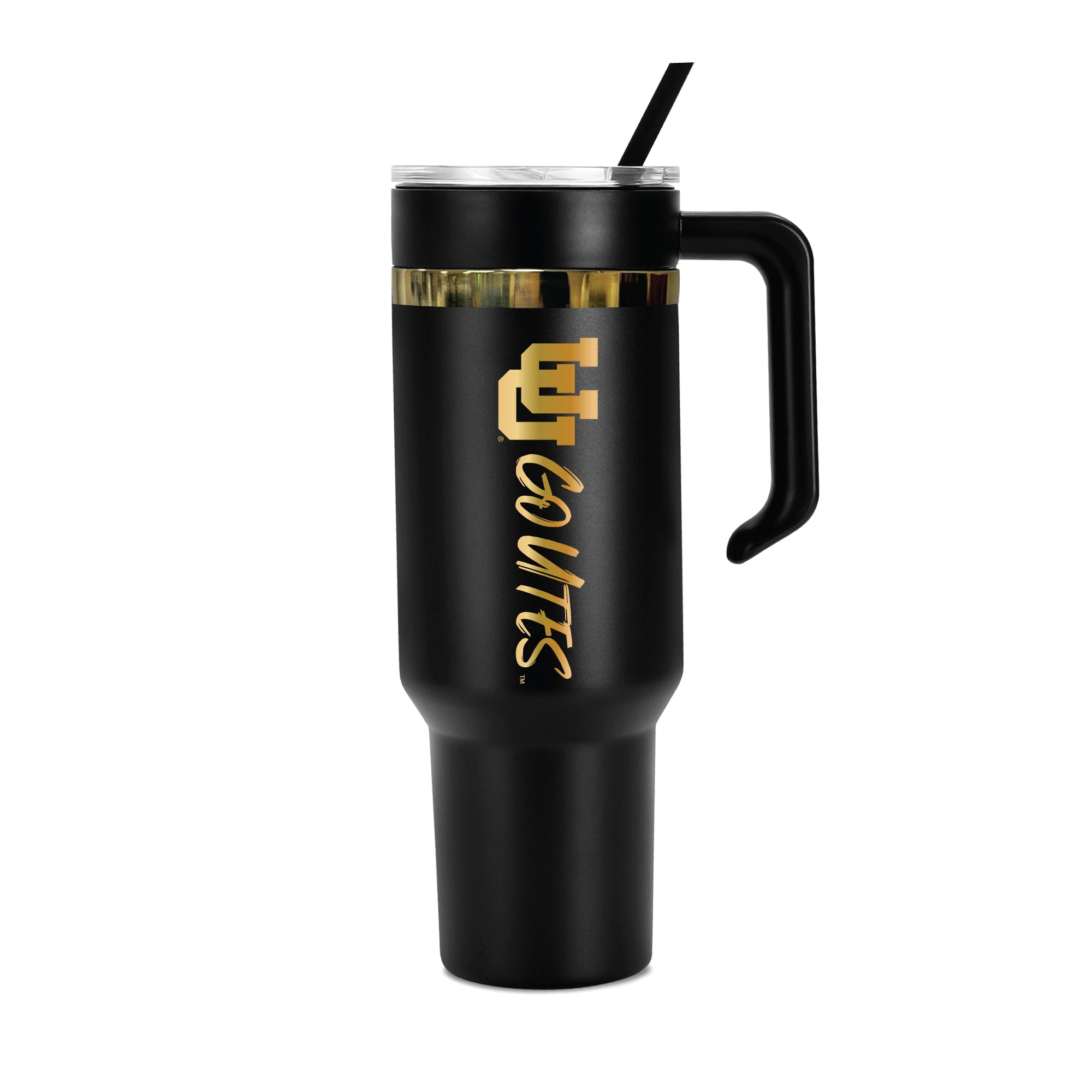 48oz Utah Utes Gold Black Anodized Tumbler