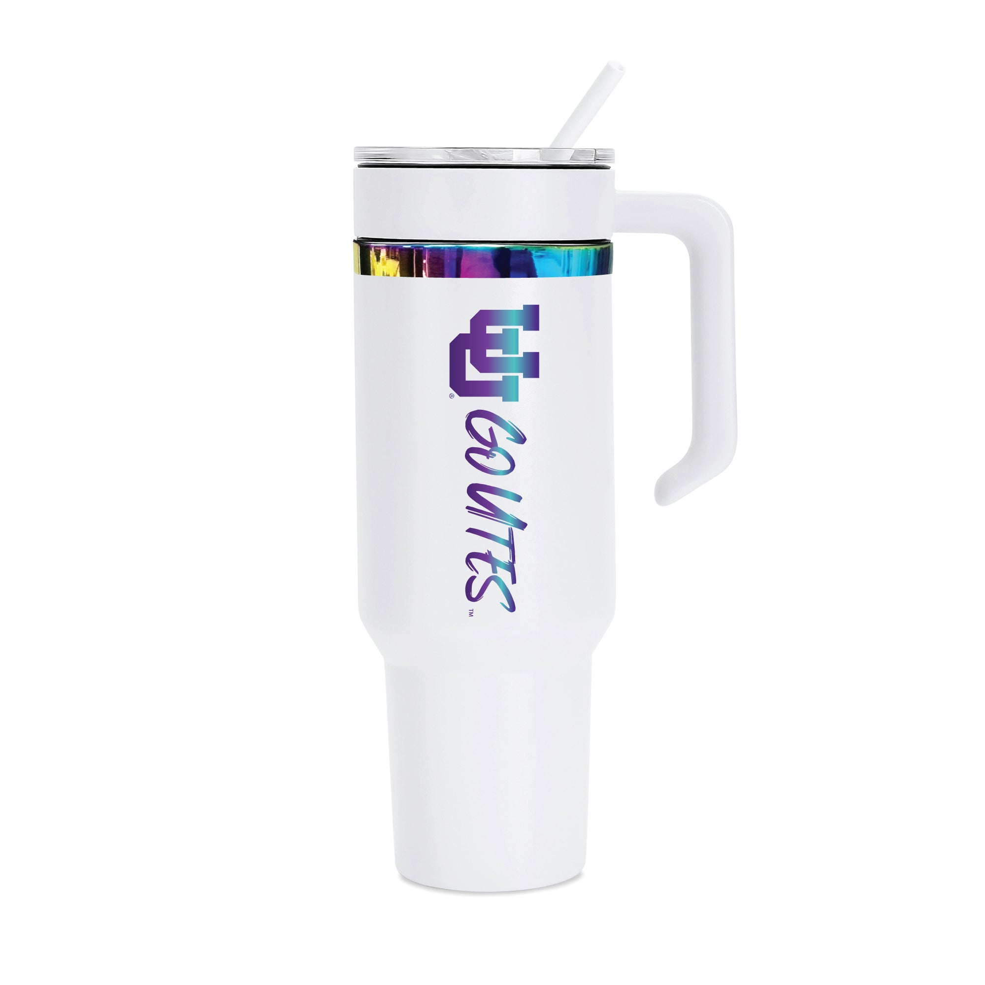 48oz Utah Utes Iridescent Anodized White Tumbler