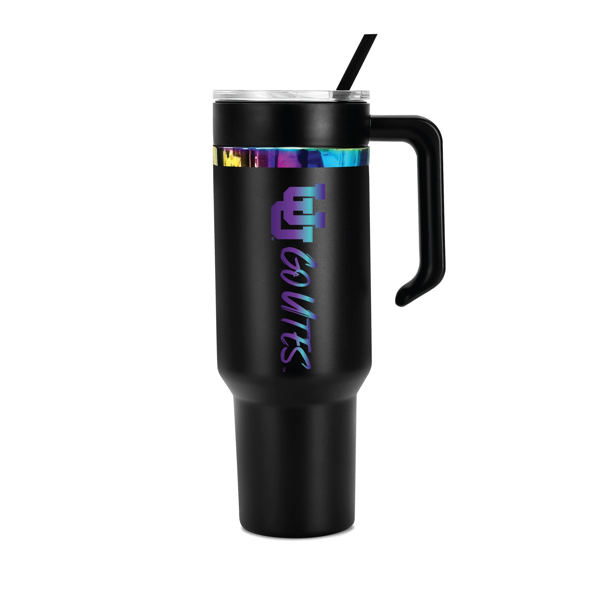 48oz Utah Utes Iridescent Anodized Black Tumbler