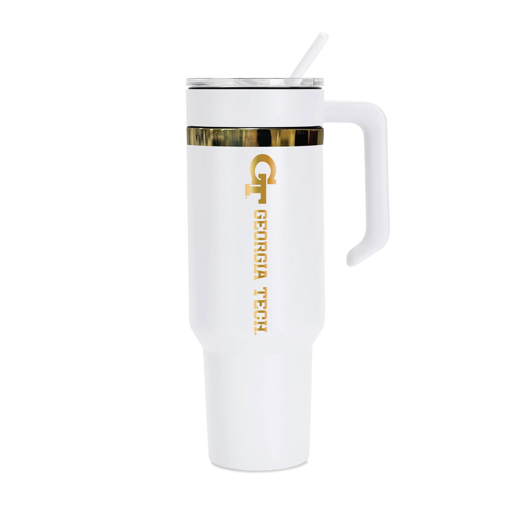 36oz Georgia Tech Yellow Jackets Gold Anodized White Tumbler