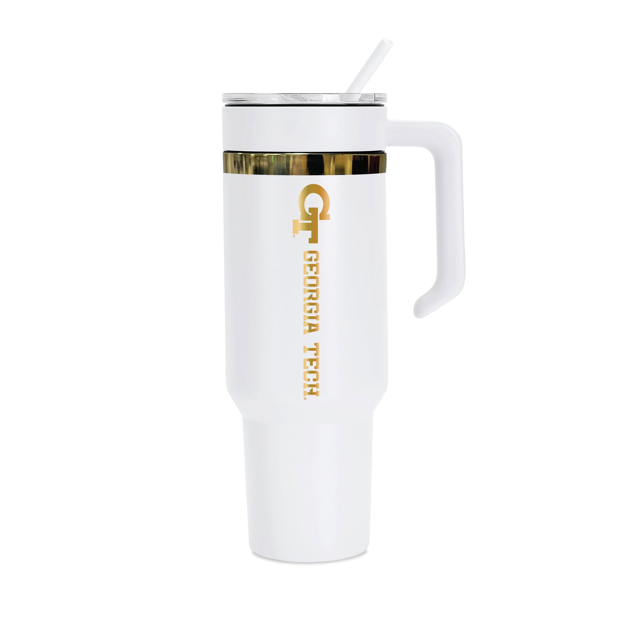 36oz Georgia Tech Yellow Jackets Gold Anodized White Tumbler