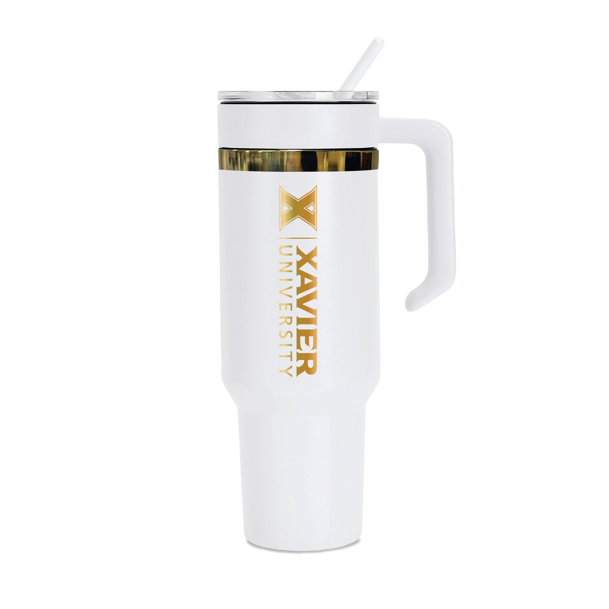 48oz Xavier Musketeers Gold Anodized White Tumbler