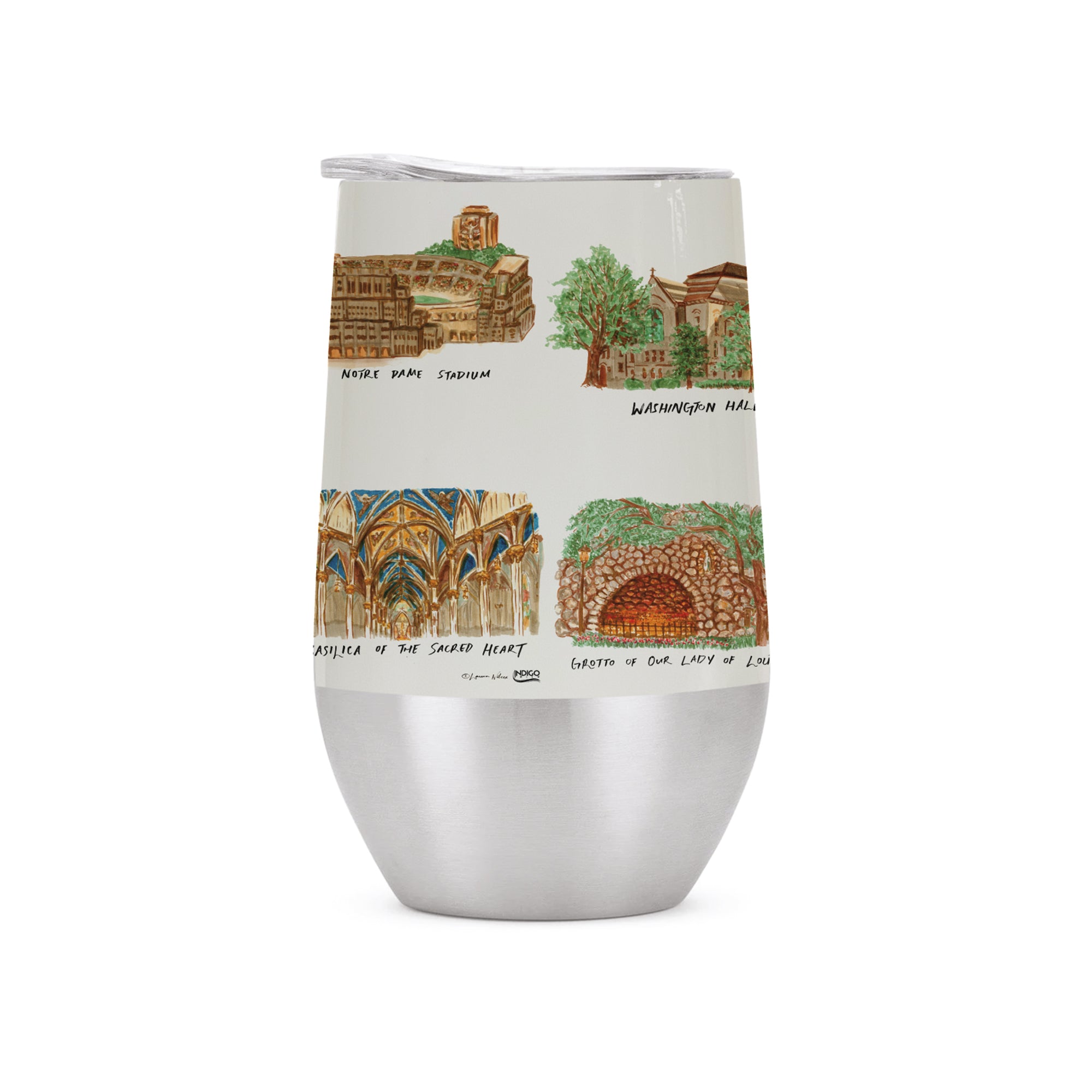 16oz Notre Dame Fighting Irish Laura Wilcox University Collection Stainless Tumbler