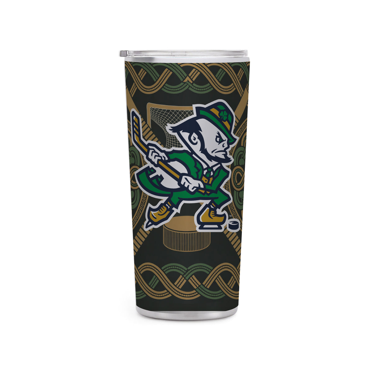 22oz Notre Dame Fighting Irish Celtic Hockey Leprechaun Tumbler