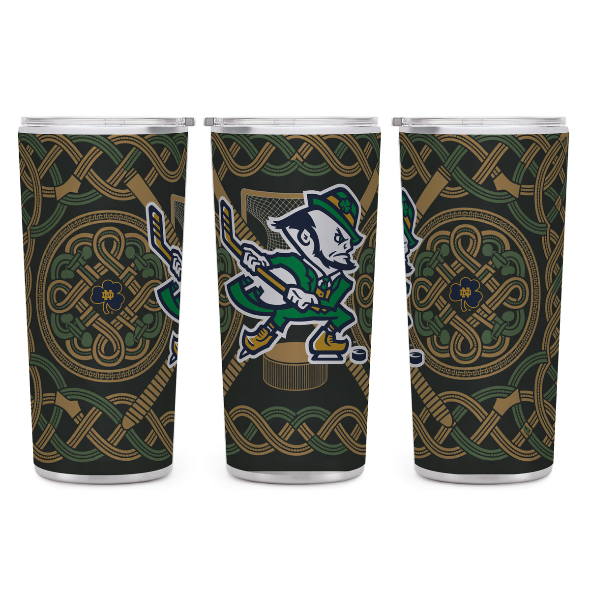 22oz Notre Dame Fighting Irish Celtic Hockey Leprechaun Tumbler