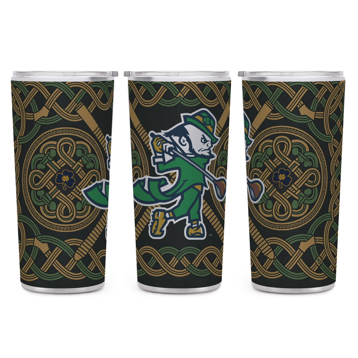 22oz Notre Dame Fighting Irish Celtic Golf Leprechaun Tumbler