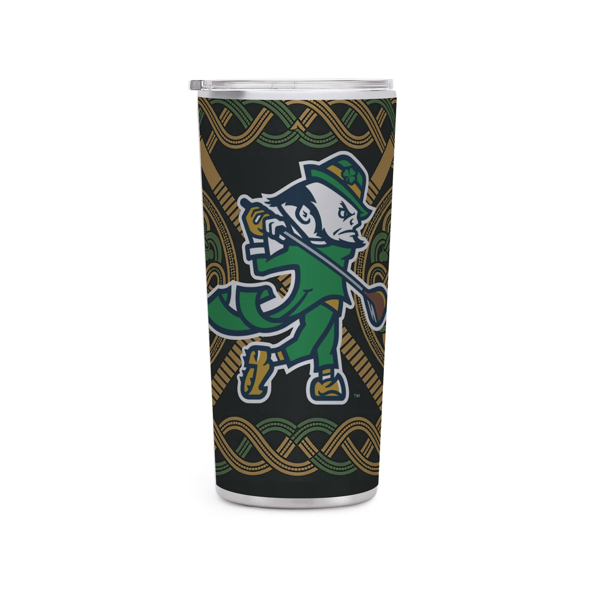22oz Notre Dame Fighting Irish Celtic Golf Leprechaun Tumbler