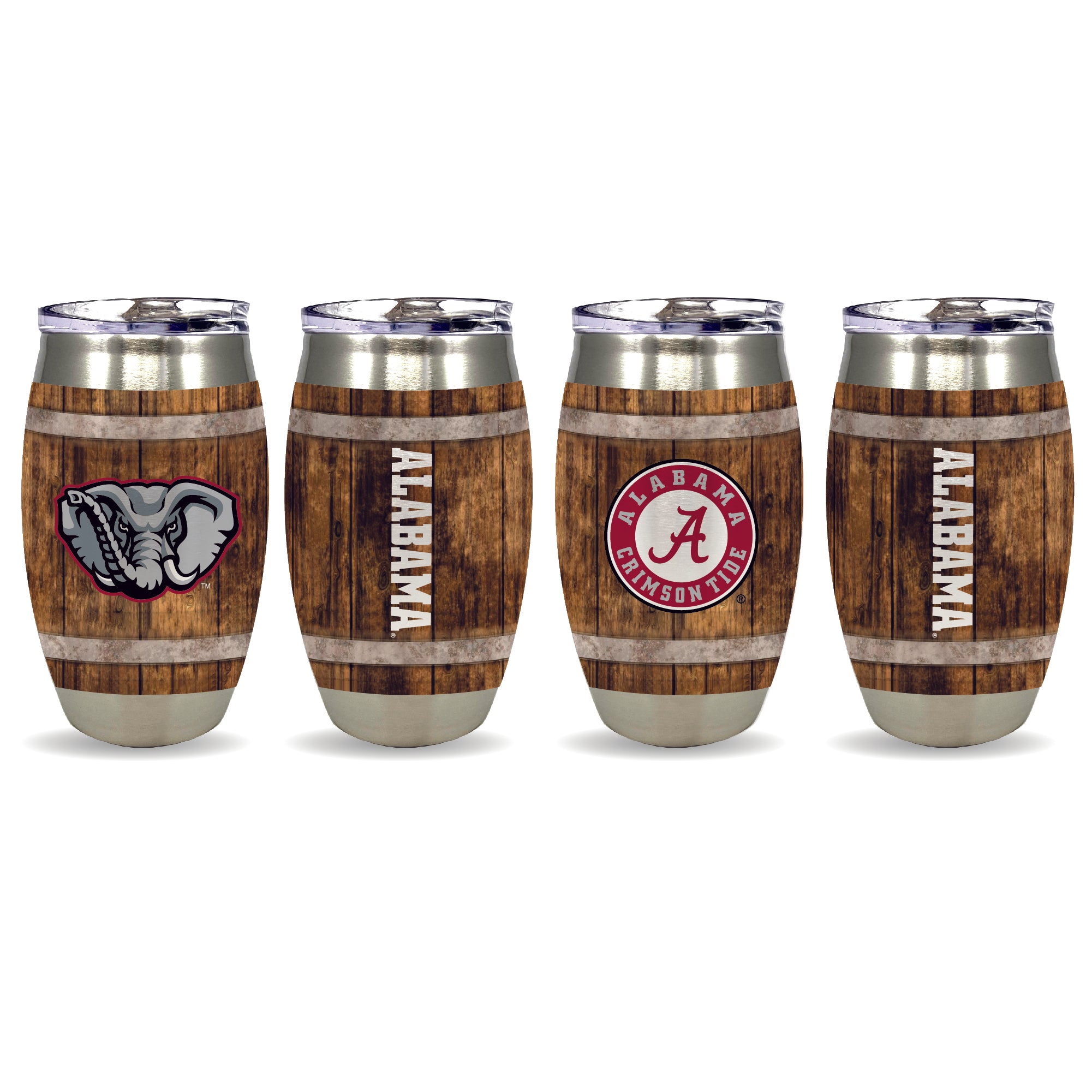 Set of 4 15oz Alabama Crimson Tide Barrel Tumbler
