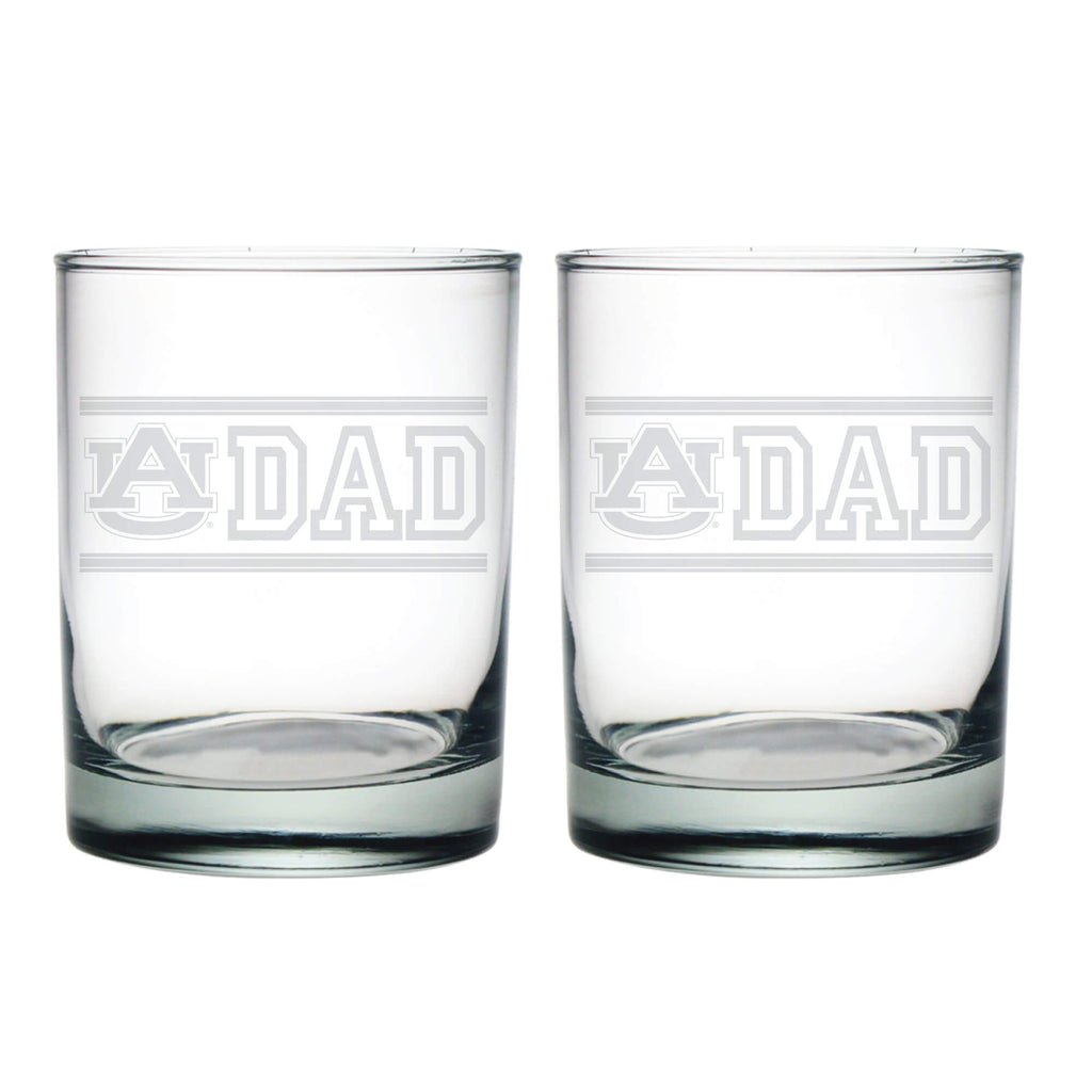 14oz Auburn Tigers Crimson Tide Etched Dad DOF 2 Pack