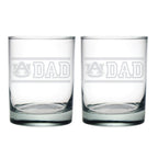 14oz Auburn Tigers Crimson Tide Etched Dad DOF 2 Pack