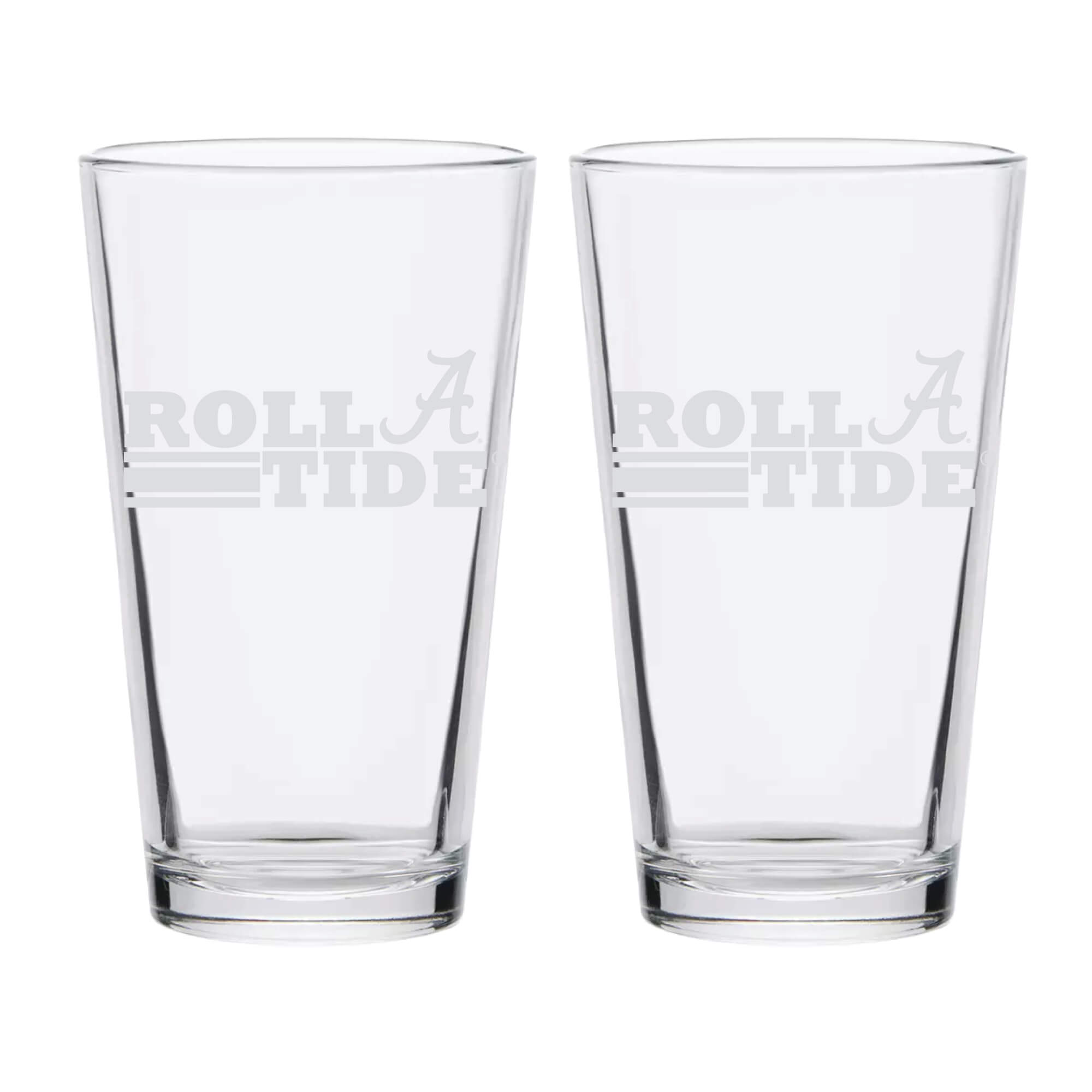 16oz Alabama Crimson Tide Etched Slogan Pint 2 Pack