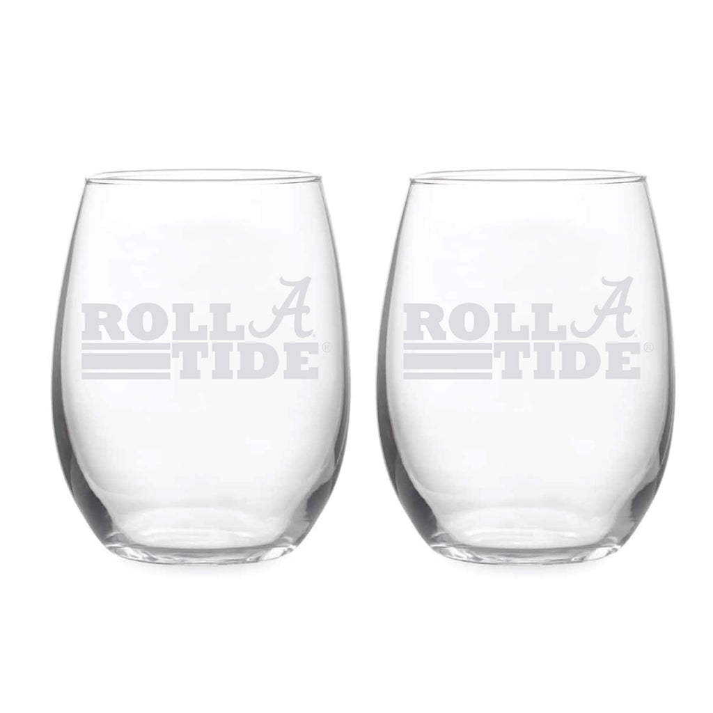21oz Alabama Crimson Tide Etched Slogan Stemless 2 Pack