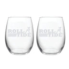 21oz Alabama Crimson Tide Etched Slogan Stemless 2 Pack