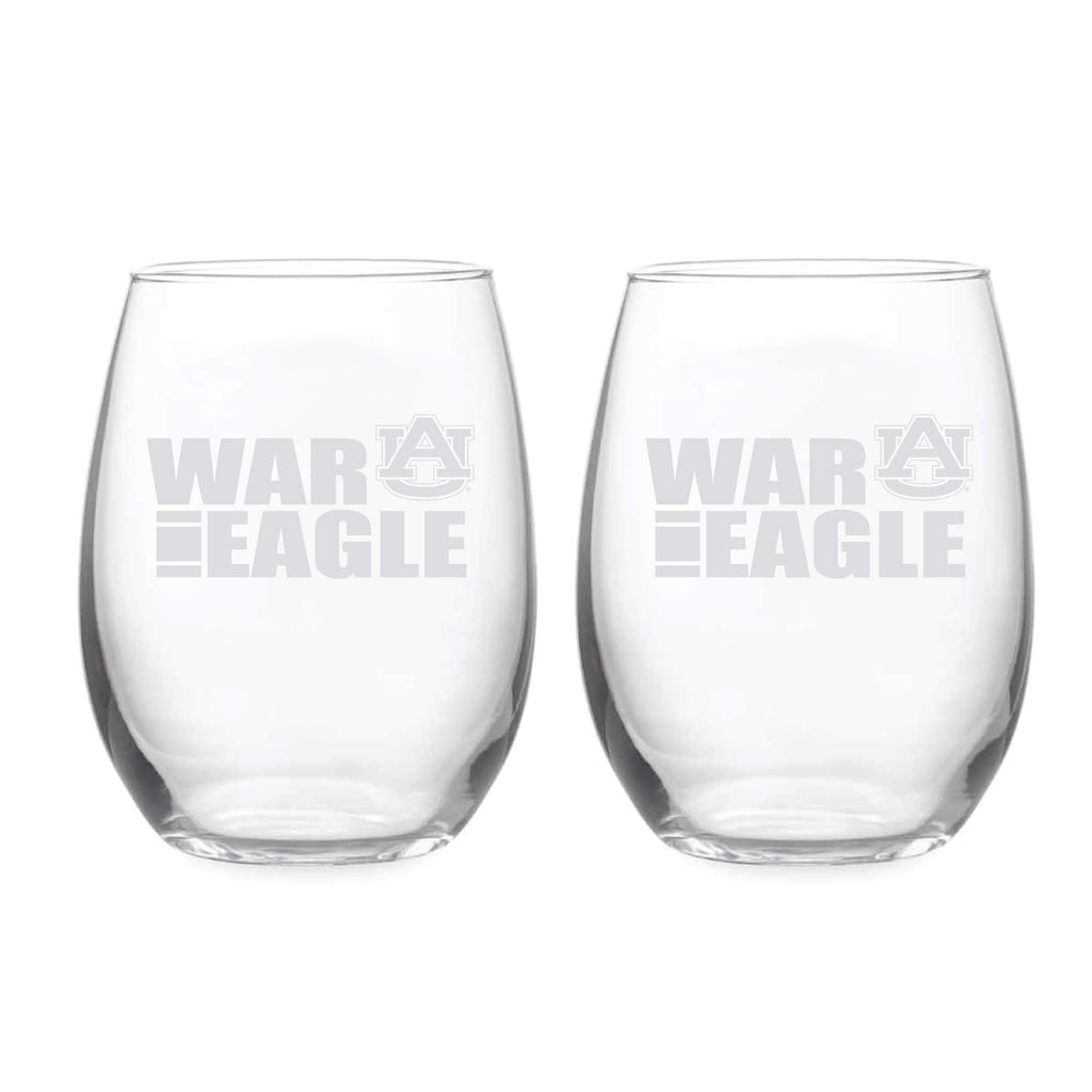 21oz Auburn Tigers Etched Slogan Stemless 2 Pack
