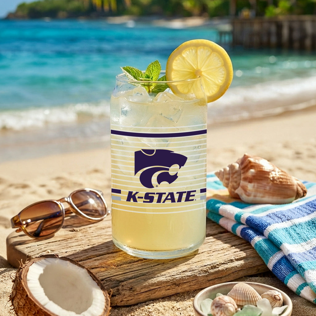 Set of 2 K-State Wildcats 16oz XD Ring Can Glasses