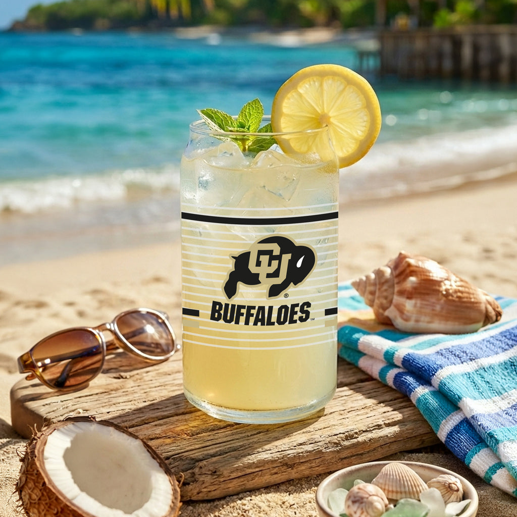 Set of 2 Colorado Buffaloes 16oz XD Ring Can Glasses