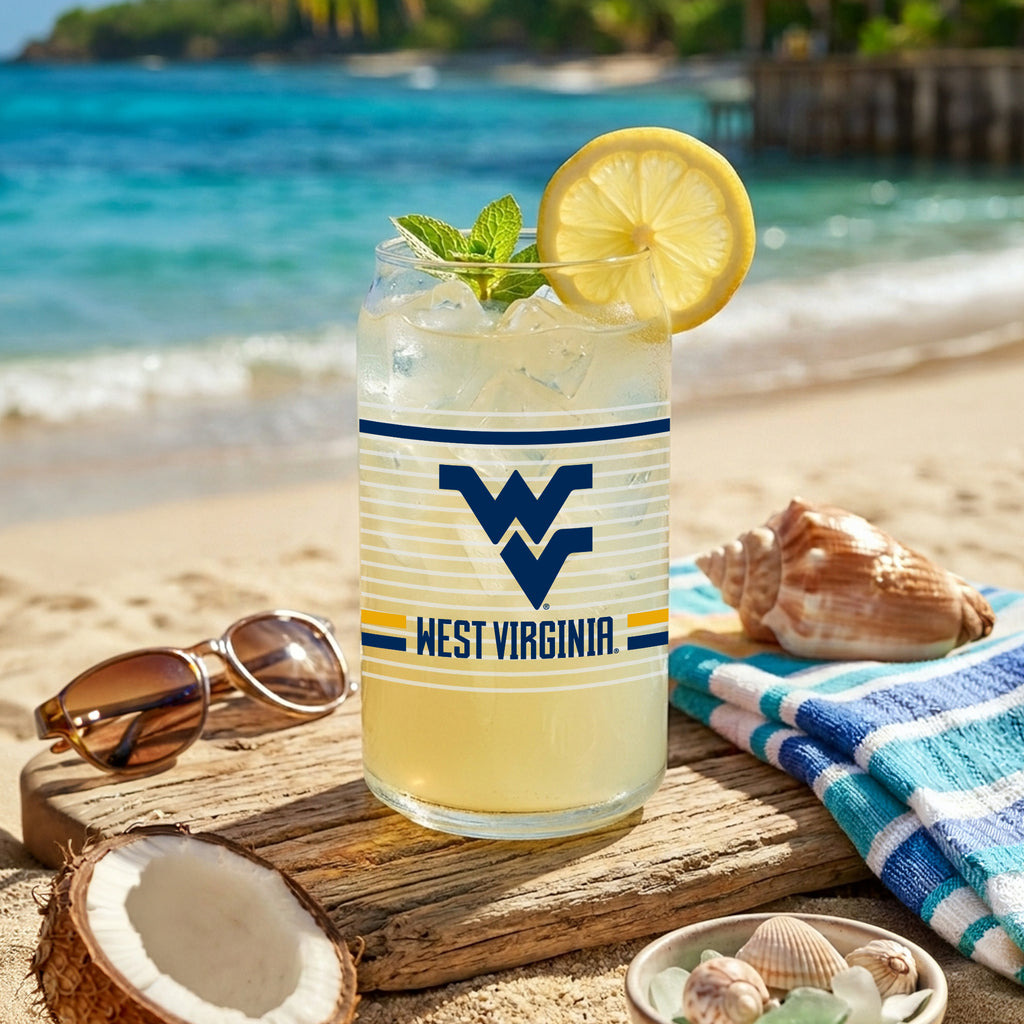Set of 2 West Virginia Mountaineers 16oz XD Ring Can Glasses