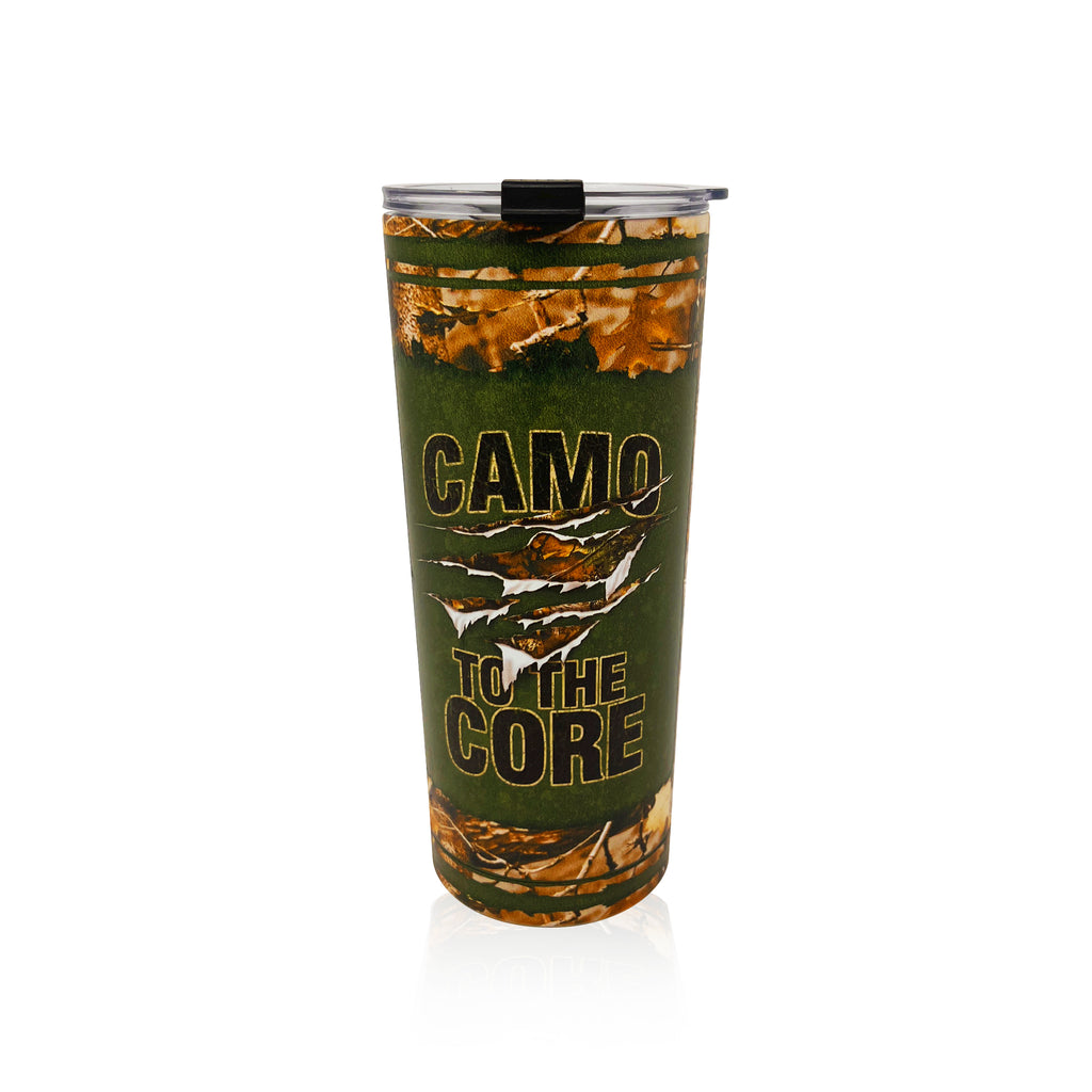Camo to the Core 24 oz tumbler for outdoor adventures