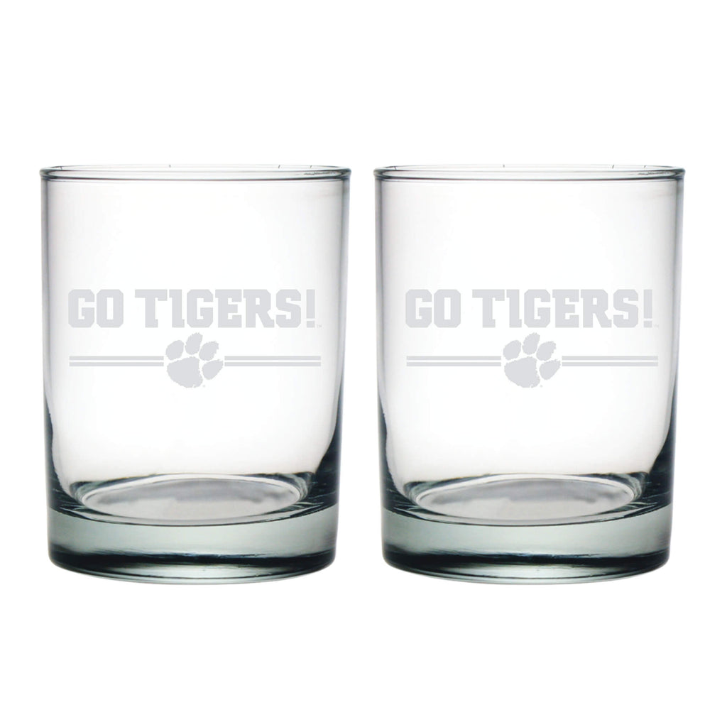 14oz Clemson Tigers Etched Slogan DOF 2 Pack