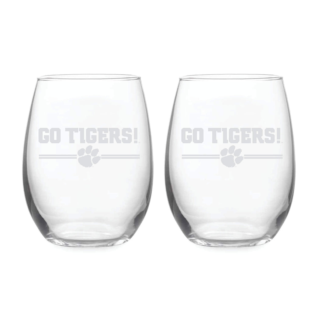 21oz Clemson Tigers Etched Slogan Stemless 2 Pack