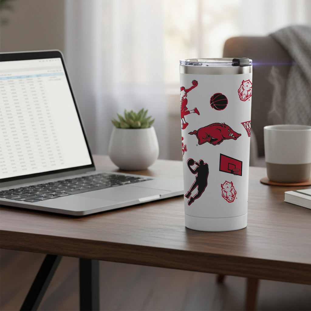 24oz Arkansas Razorbacks Basketball Sketch Tumbler