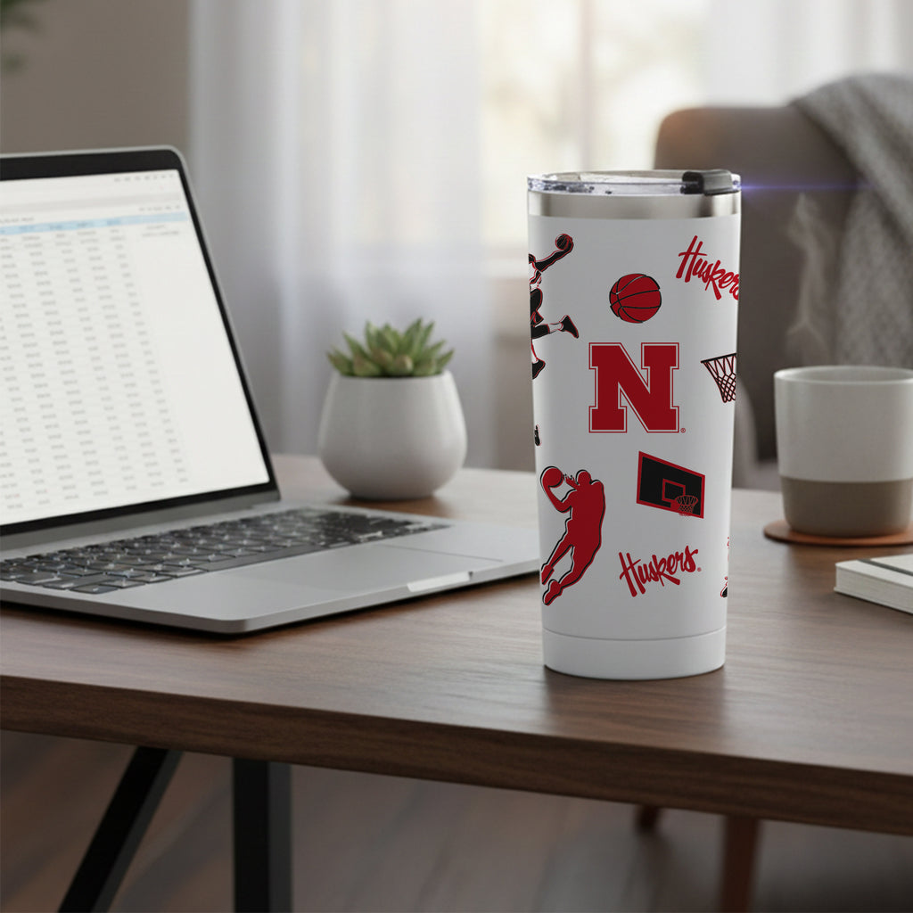 24oz Nebraska Cornhuskers Basketball Sketch Tumbler