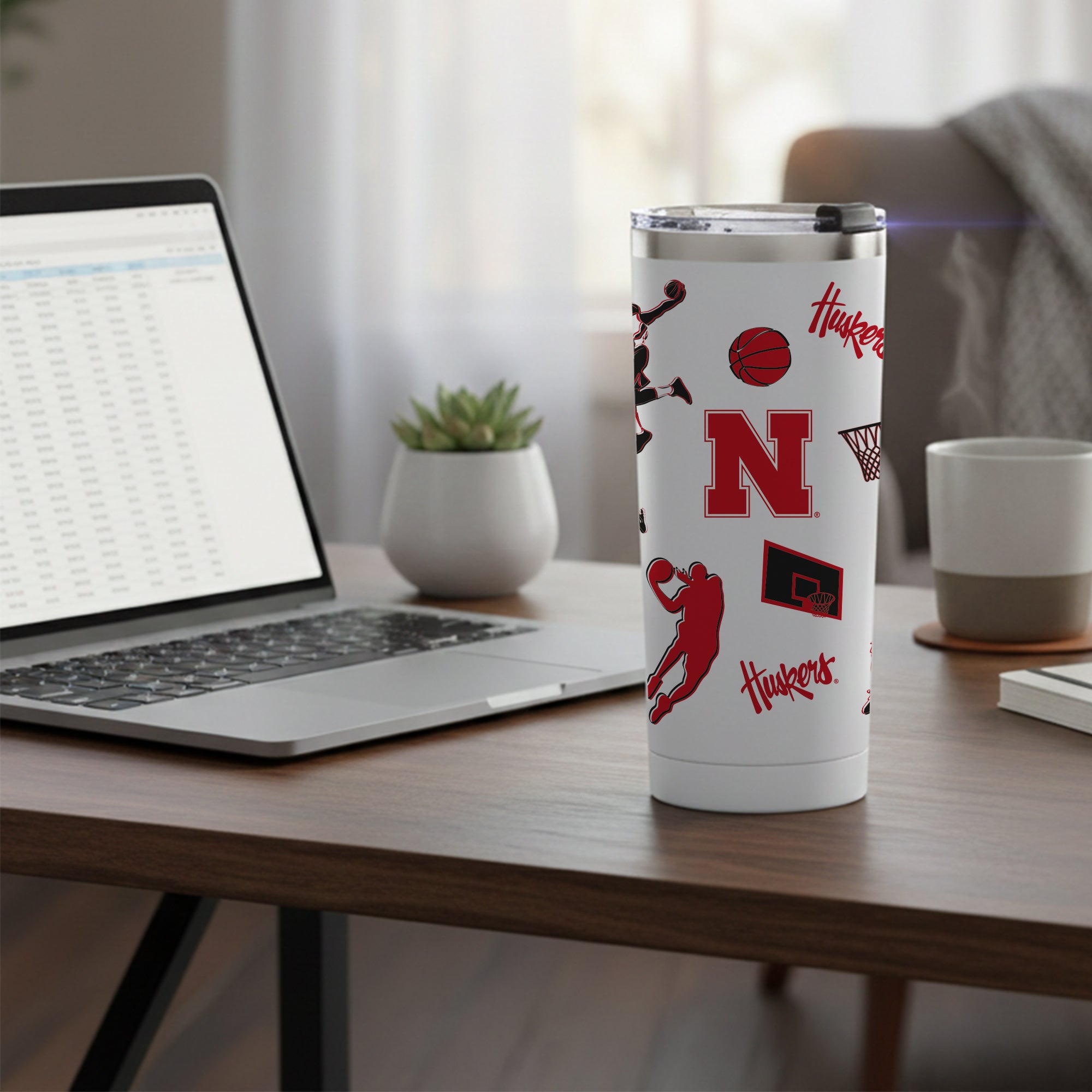 24oz Nebraska Cornhuskers Basketball Sketch Tumbler