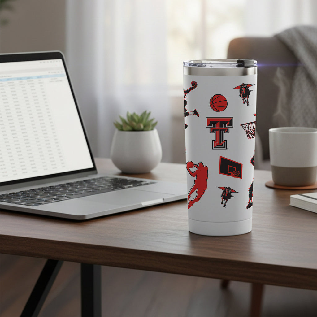 24oz Texas Tech Red Raiders Basketball Sketch Tumbler