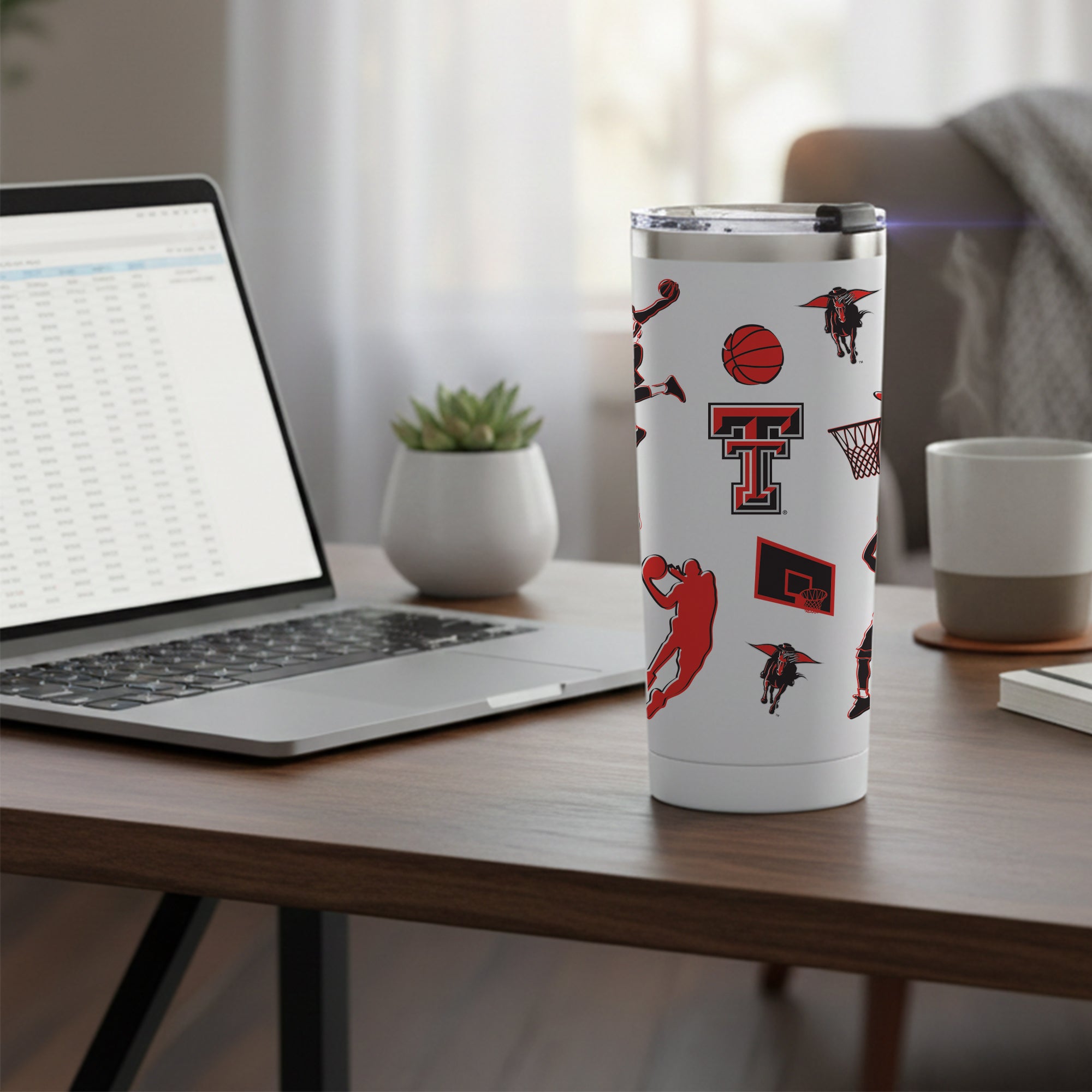 24oz Texas Tech Red Raiders Basketball Sketch Tumbler