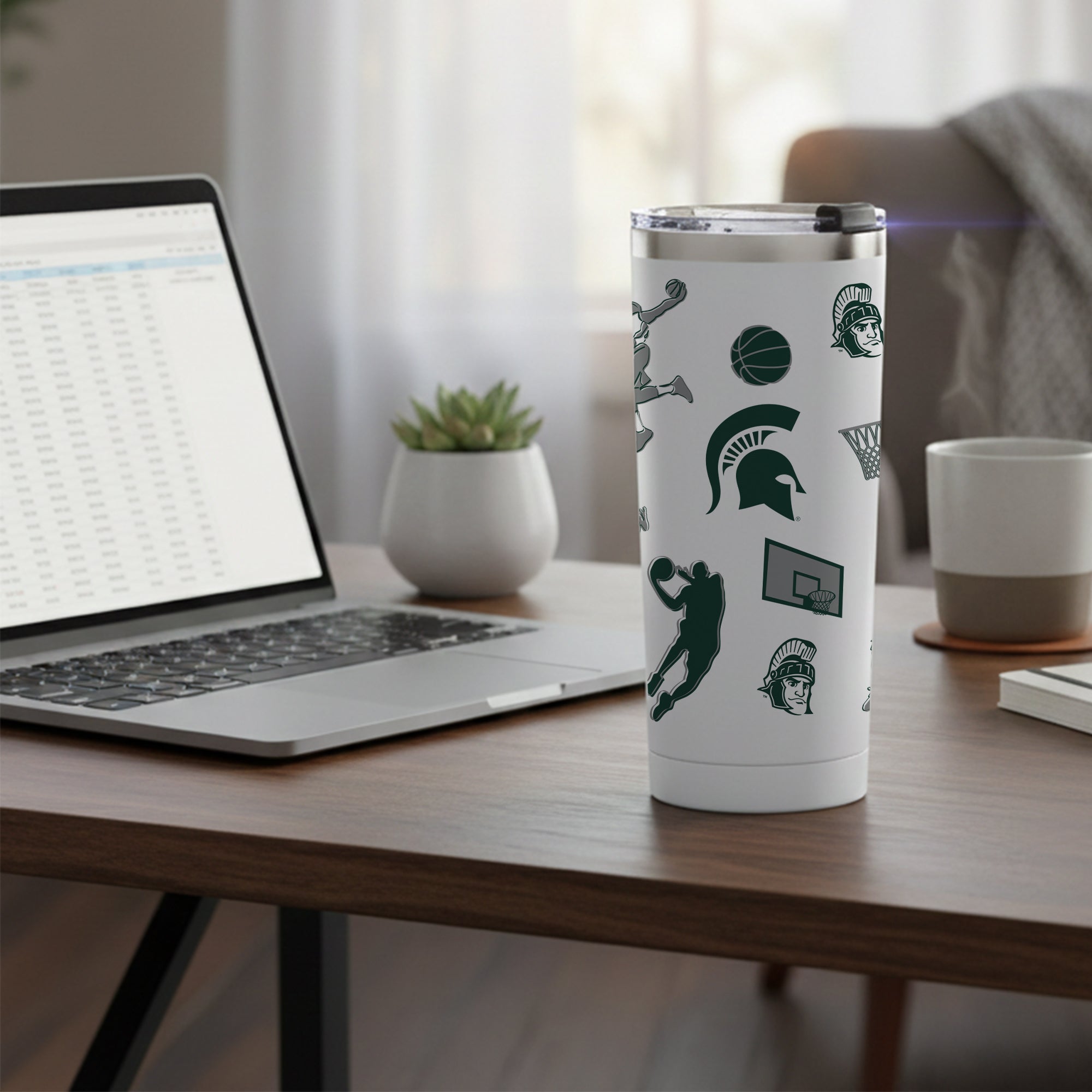 24oz Michigan State Spartans Basketball Sketch Tumbler