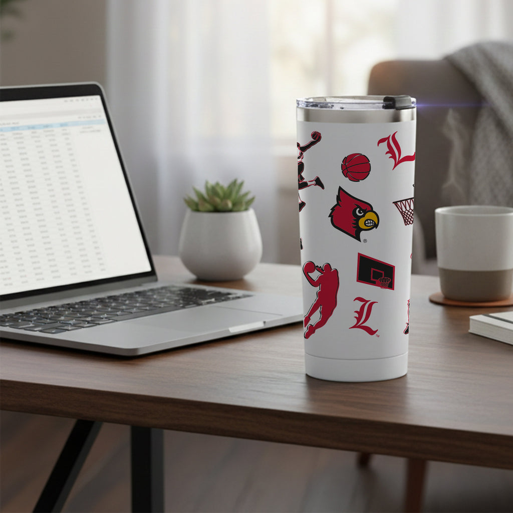 24oz Louisville Cardinals Basketball Sketch Tumbler