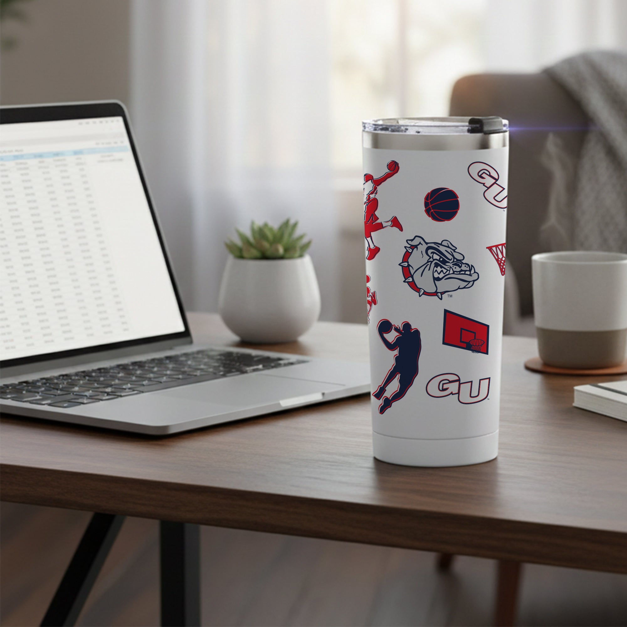 24oz Gonzaga Bulldogs Basketball Sketch Tumbler