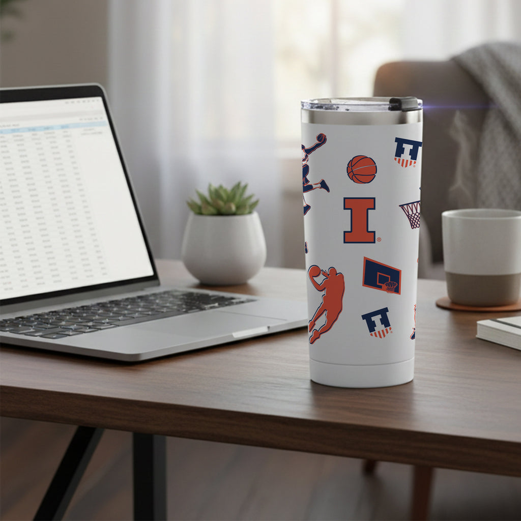 24oz Illinois Fighting Illini Basketball Sketch Tumbler