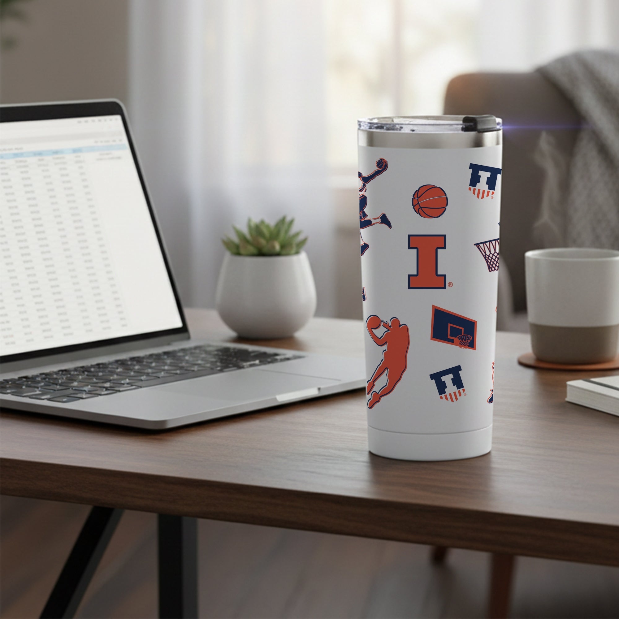 24oz Illinois Fighting Illini Basketball Sketch Tumbler