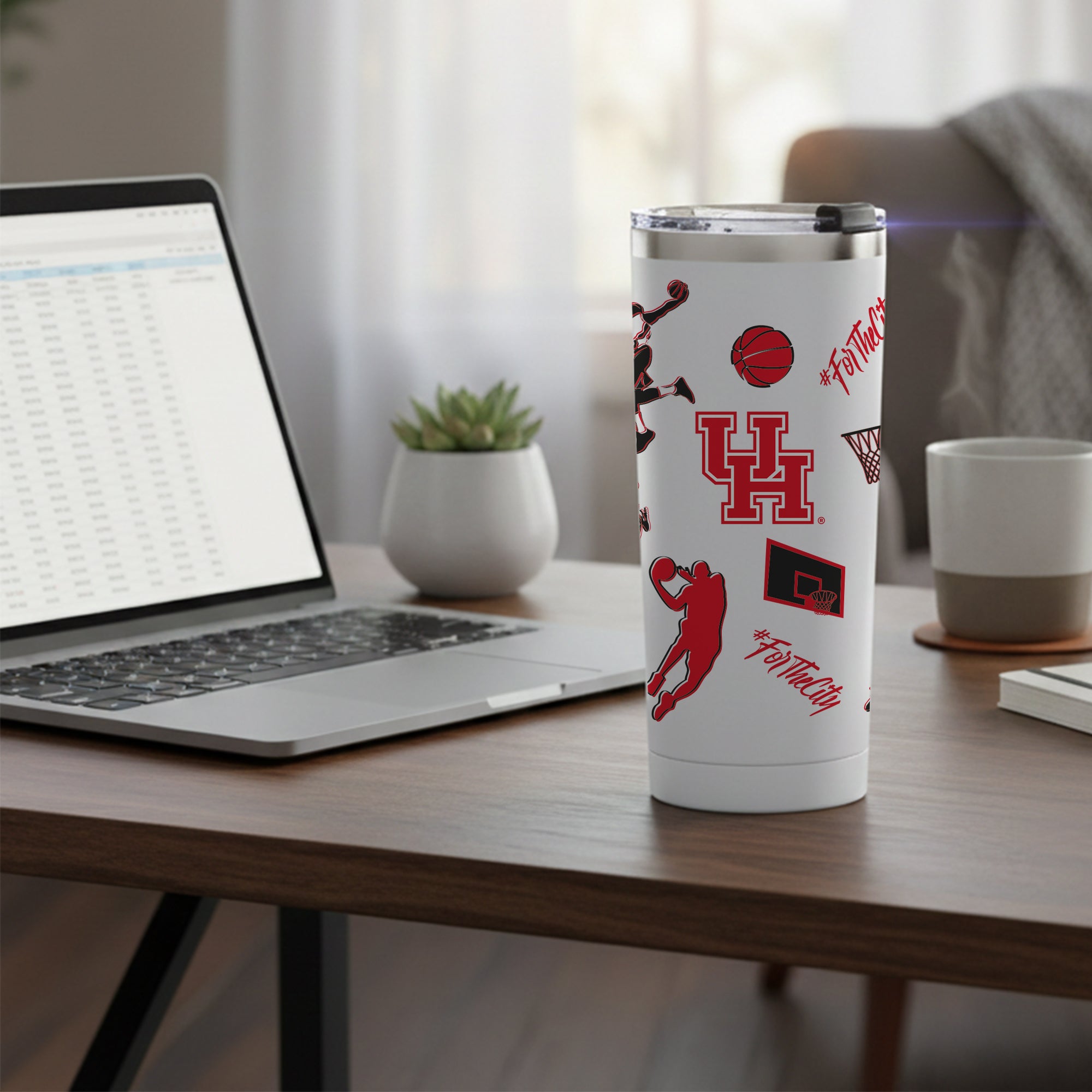 24oz Houston Cougars Basketball Sketch Tumbler