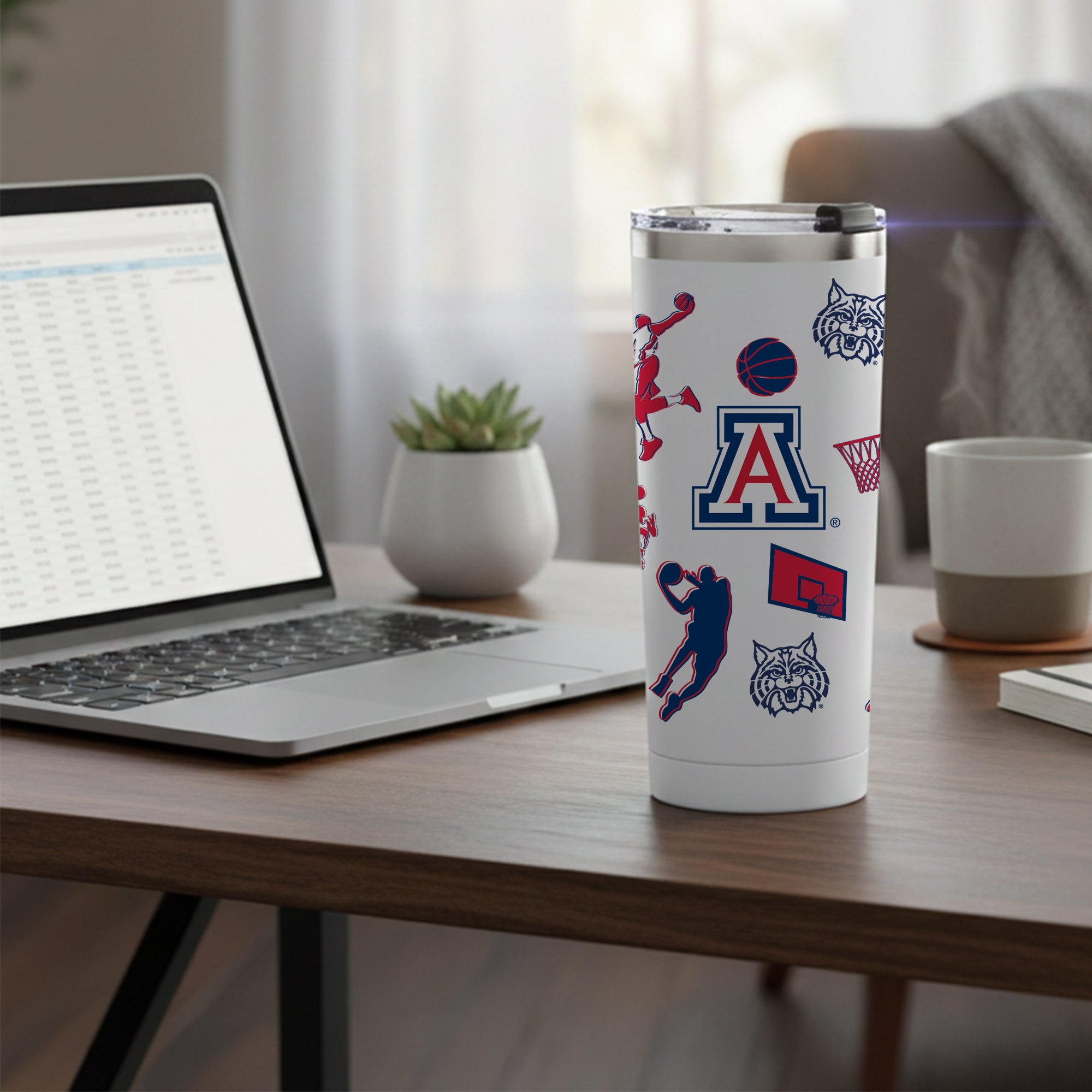 24oz Arizona Wildcats Basketball Sketch Tumbler