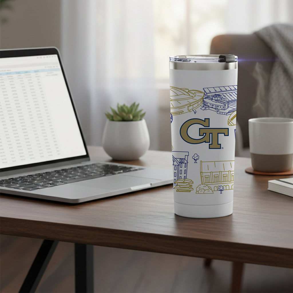 Georgia Tech Yellow Jackets 24oz Campus Line Art Tumbler
