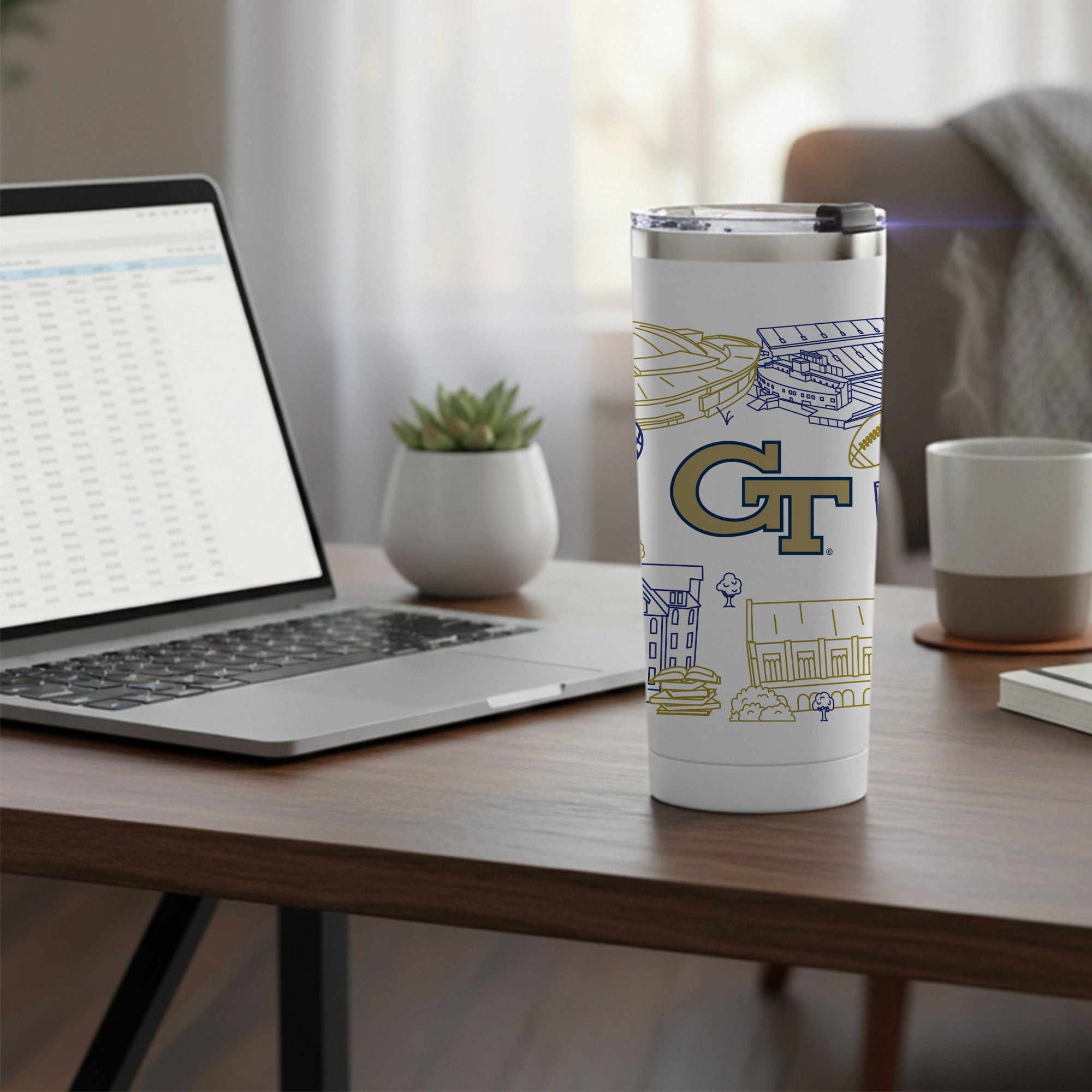 Georgia Tech Yellow Jackets 24oz Campus Line Art Tumbler