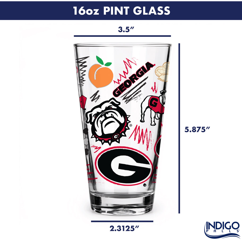 Set of 2 Georgia Bulldogs Local 16oz Pints