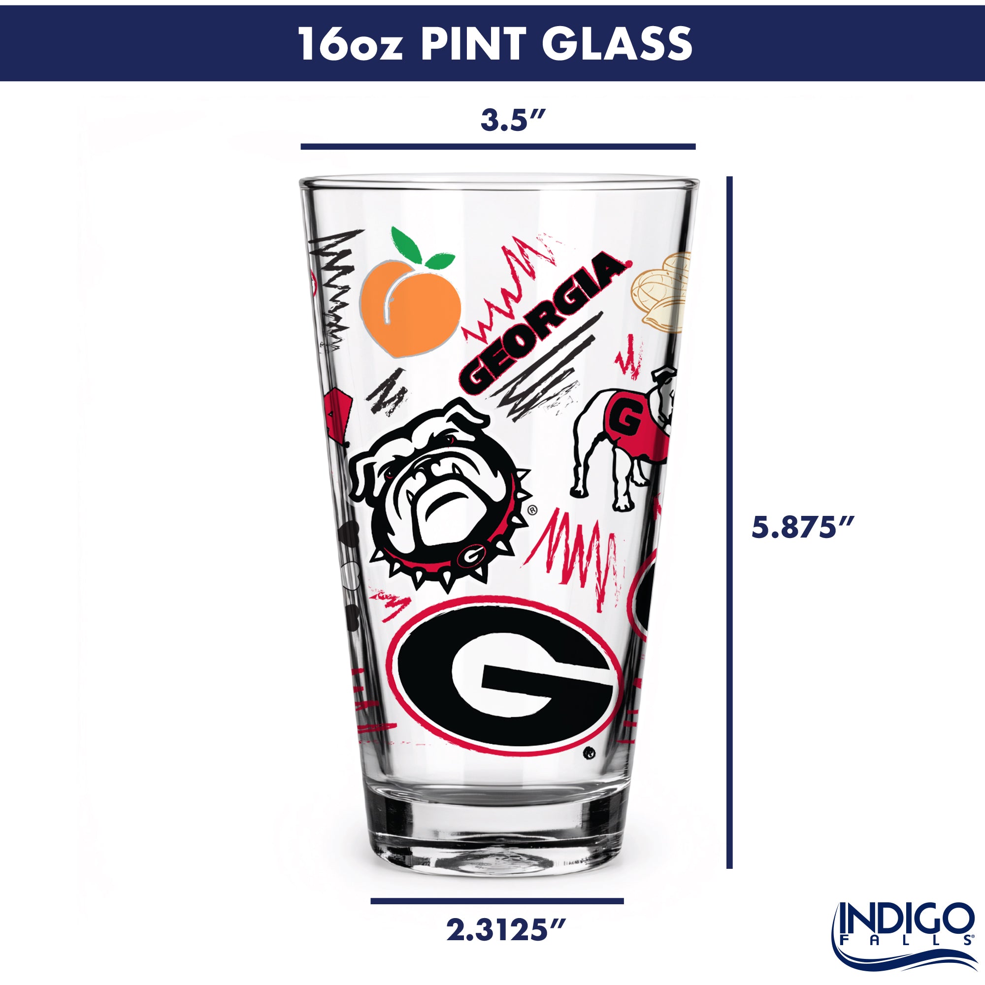 Set of 2 Georgia Bulldogs Local 16oz Pints